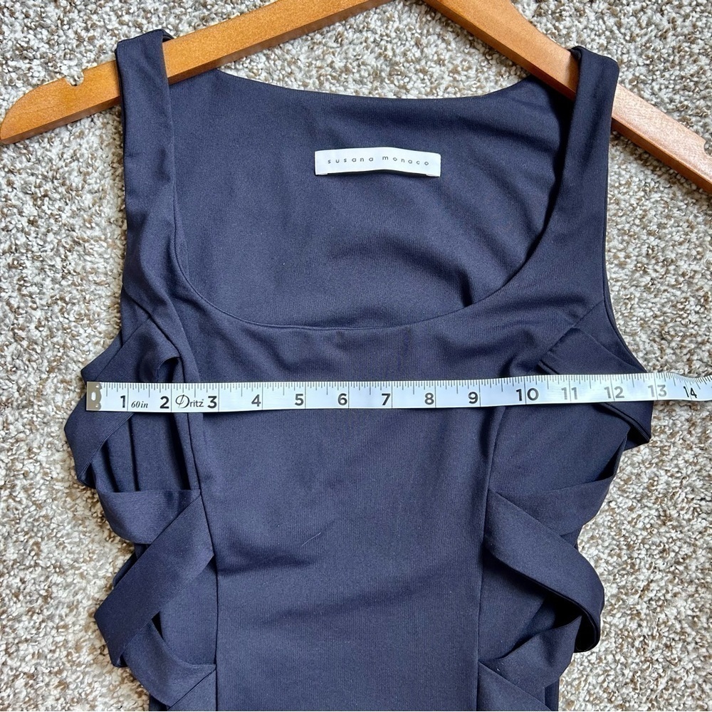 Susana Monaco Revolve Navy Blue Sleeveless Scoop Neck Side Strap Dress XS - Picture 7 of 10